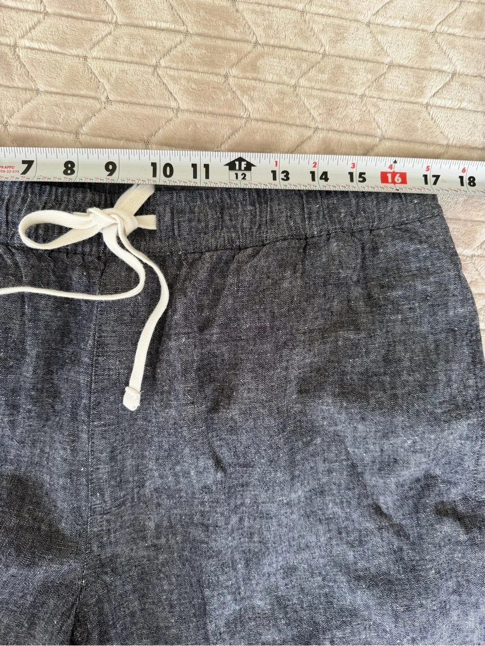 J. Crew Men's Heather Navy Cotton-Linen Drawstring Pants size Large